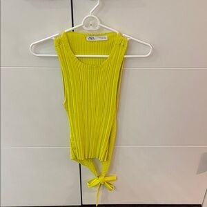 Zara Vibrant Yellow Ribbed Backless Tank Top